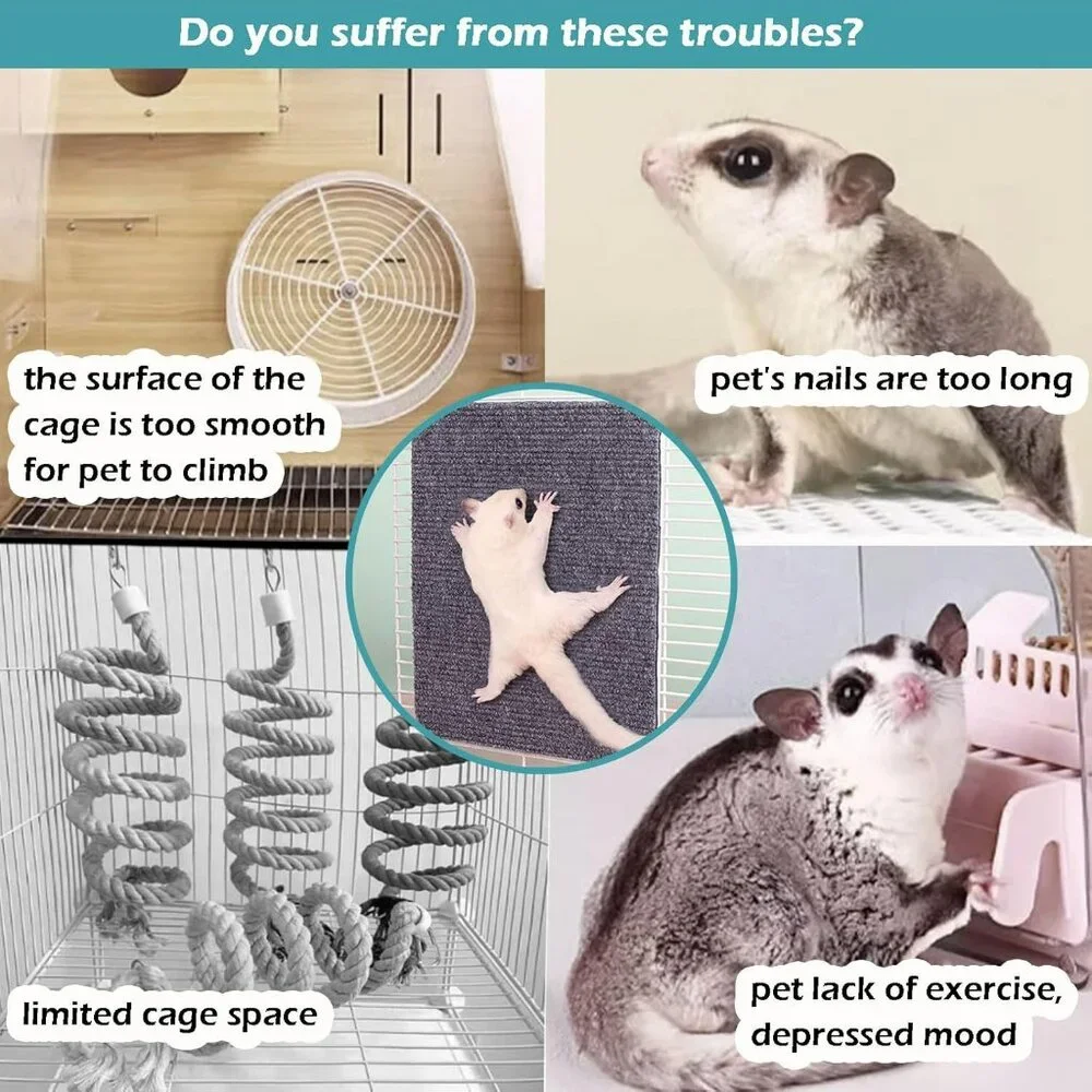 Sugar Glider Toys, Sugar Glider Climbing Mats, Self-Adhesive Cage Accessories fo